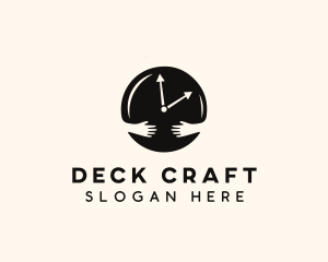 Clock Hugging Hands logo design