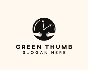 Clock Hugging Hands logo design