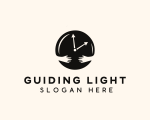 Clock Hugging Hands logo design