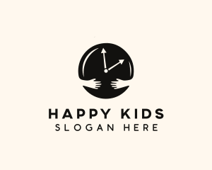 Clock Hugging Hands logo design