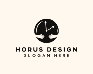 Clock Hugging Hands logo design