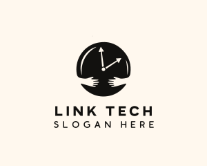 Clock Hugging Hands logo design