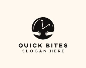 Clock Hugging Hands logo design