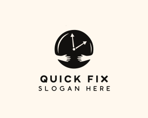 Clock Hugging Hands logo design