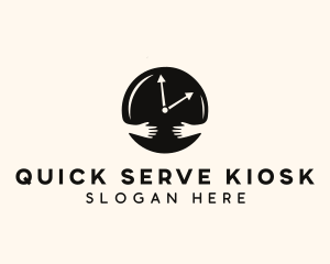 Clock Hugging Hands logo design