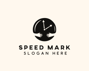 Clock Hugging Hands logo design