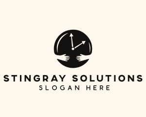 Clock Hugging Hands logo design