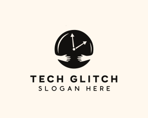 Clock Hugging Hands logo design