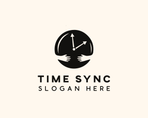 Clock Hugging Hands logo design