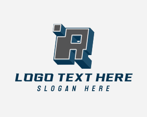 Blocky - 3D Graffiti Letter R logo design
