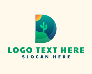 Succulent - Desert Cactus Sun logo design