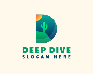 Desert Cactus Sun logo design