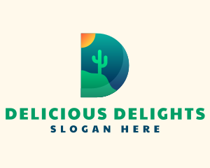 Desert Cactus Sun logo design