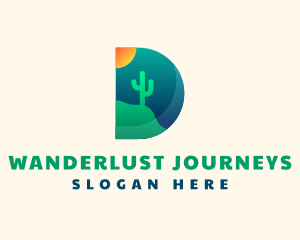 Letter D - Desert Cactus Sun logo design