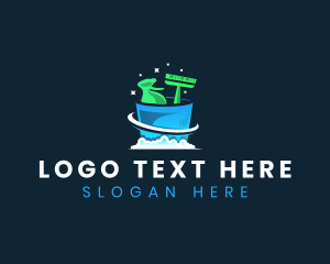 Squeegee - Cleaning Bucket Sanitation logo design