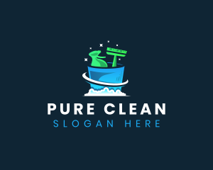 Cleaning Bucket Sanitation logo design