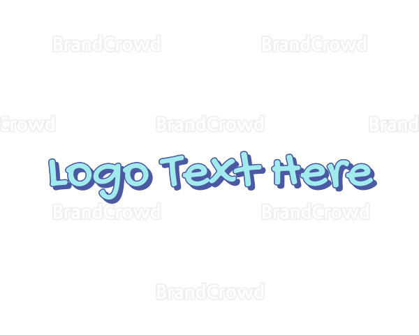 Blue Cute Handwriting Logo