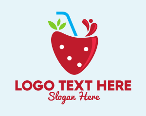 Illustration - Fresh Strawberry Juice logo design