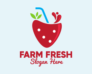 Fresh Strawberry Juice logo design