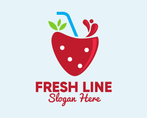 Fresh Strawberry Juice logo design