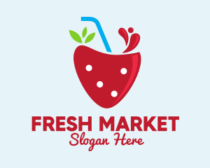 Fresh Strawberry Juice logo design