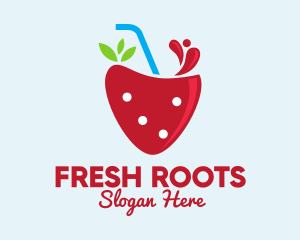 Fresh Strawberry Juice logo design