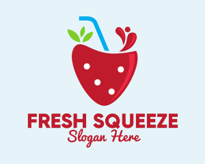 Juice - Fresh Strawberry Juice logo design