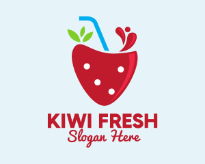 Fresh Strawberry Juice logo design