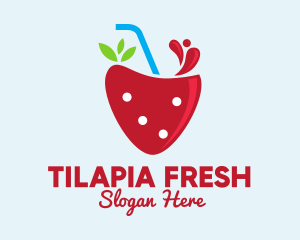 Fresh Strawberry Juice logo design