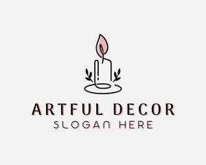 Decor - Leaf Candle Decoration logo design