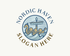 Nordic - Viking Sail Ship logo design