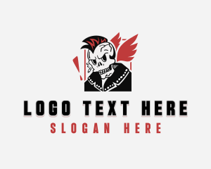 Sign Of The Horns - Skull Punk Rock logo design