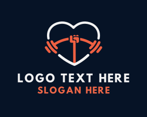Love - Heart Weightlifting Fitness logo design