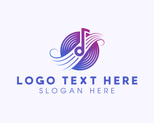 Recording - Disc Music Note logo design