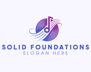 Singer - Disc Music Note logo design