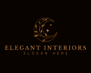 Elegant Moon Leaf logo design