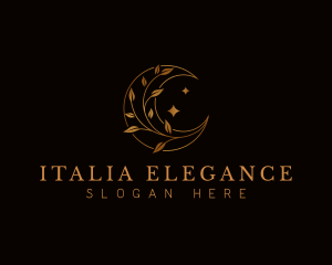 Elegant Moon Leaf logo design