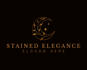 Elegant Moon Leaf logo design