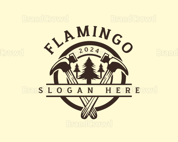 Pine Tree Hammer Carpentry Logo