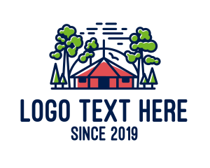 Travel Vlogger - Tree Forest Hut logo design