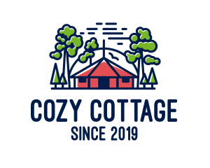 Cottage - Tree Forest Hut logo design
