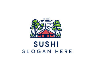 Tree Forest Hut logo design