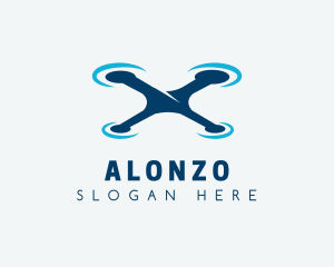 Blue Aircraft Drone logo design