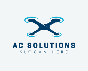 Blue Aircraft Drone logo design