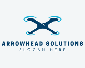 Blue Aircraft Drone logo design