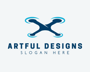 Blue Aircraft Drone logo design