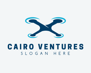 Blue Aircraft Drone logo design