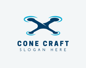 Blue Aircraft Drone logo design