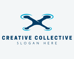 Blue Aircraft Drone logo design