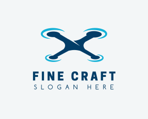 Blue Aircraft Drone logo design